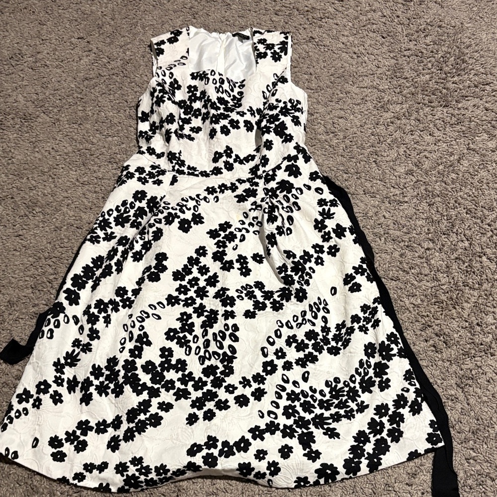 Talbots Black and White Floral Midi Dress